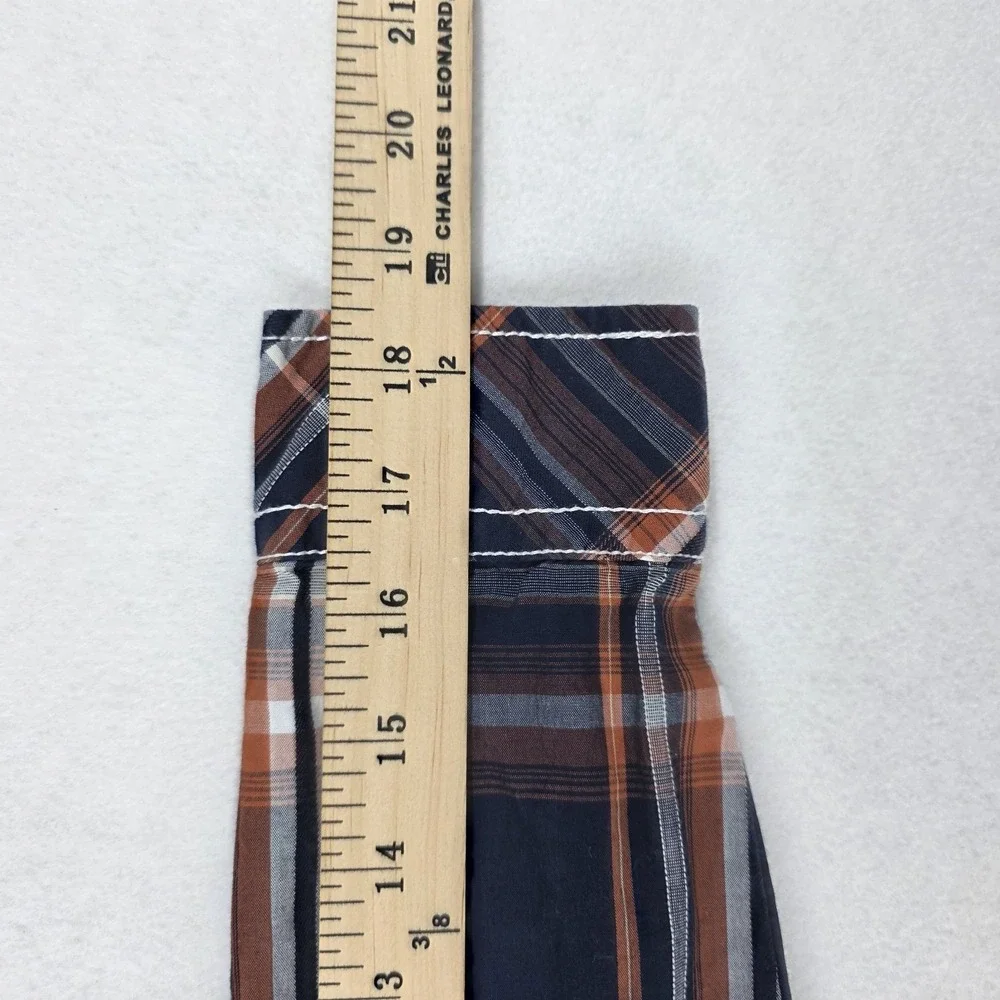 BKE Boys Blue Orange Plaid Flannel Shirt Youth Small Athletic Fit Western Y11309